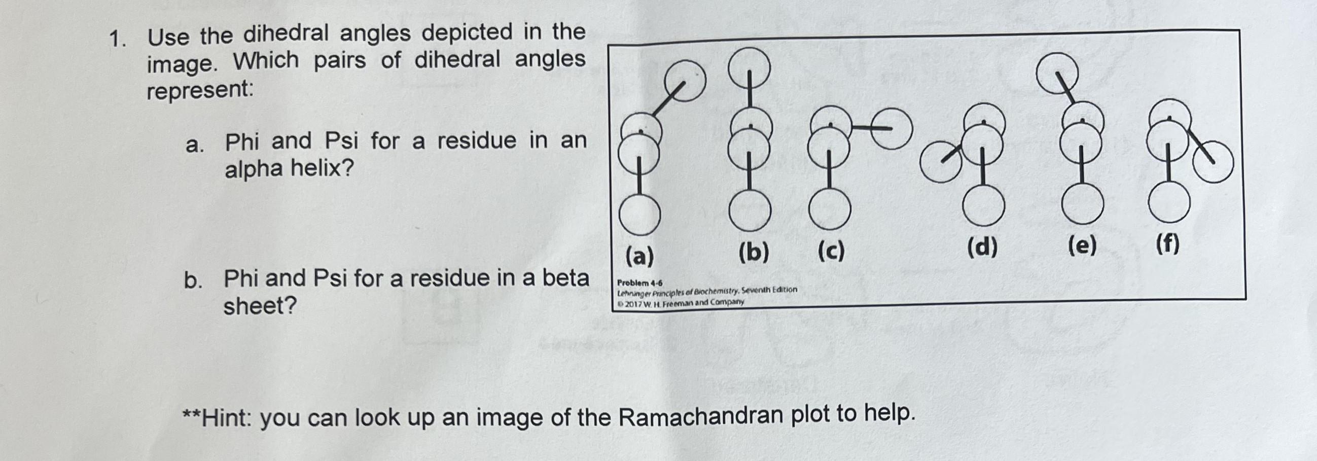 Use the dihedral angles depicted in the image. Which pairs of dihedral