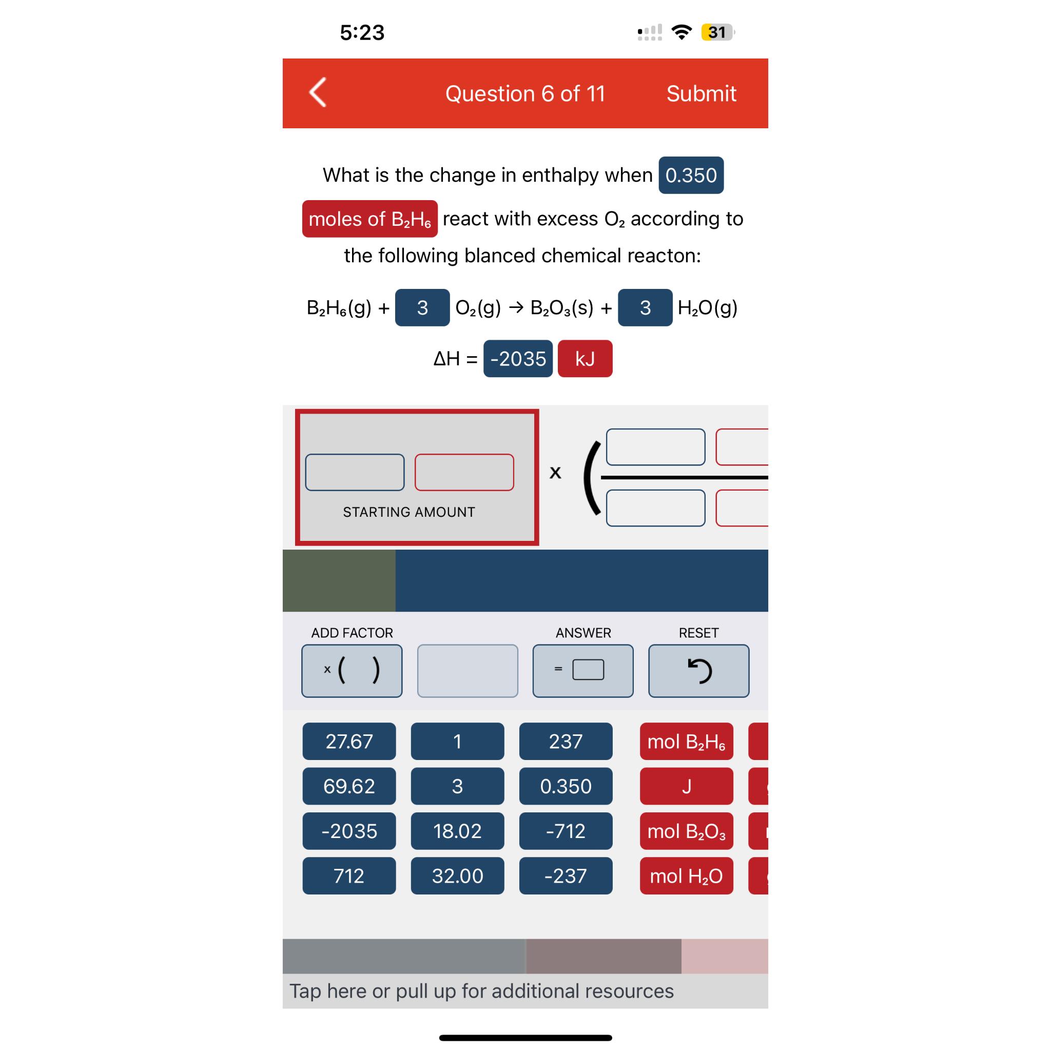  5:23 :!31 Question 6 of 11 Submit What is the change