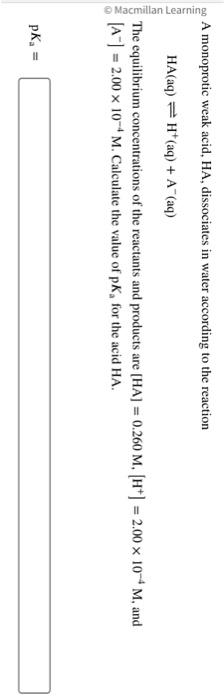 this question is for biochem.please help as soon as possible A monoprotic