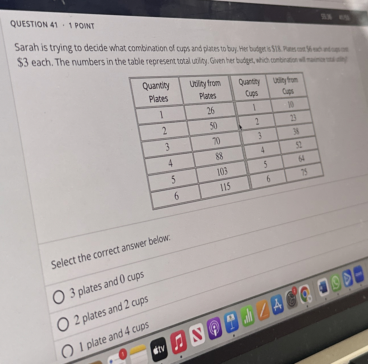  QUESTION 41-1 POINT $3 each. The numbers in the table represent