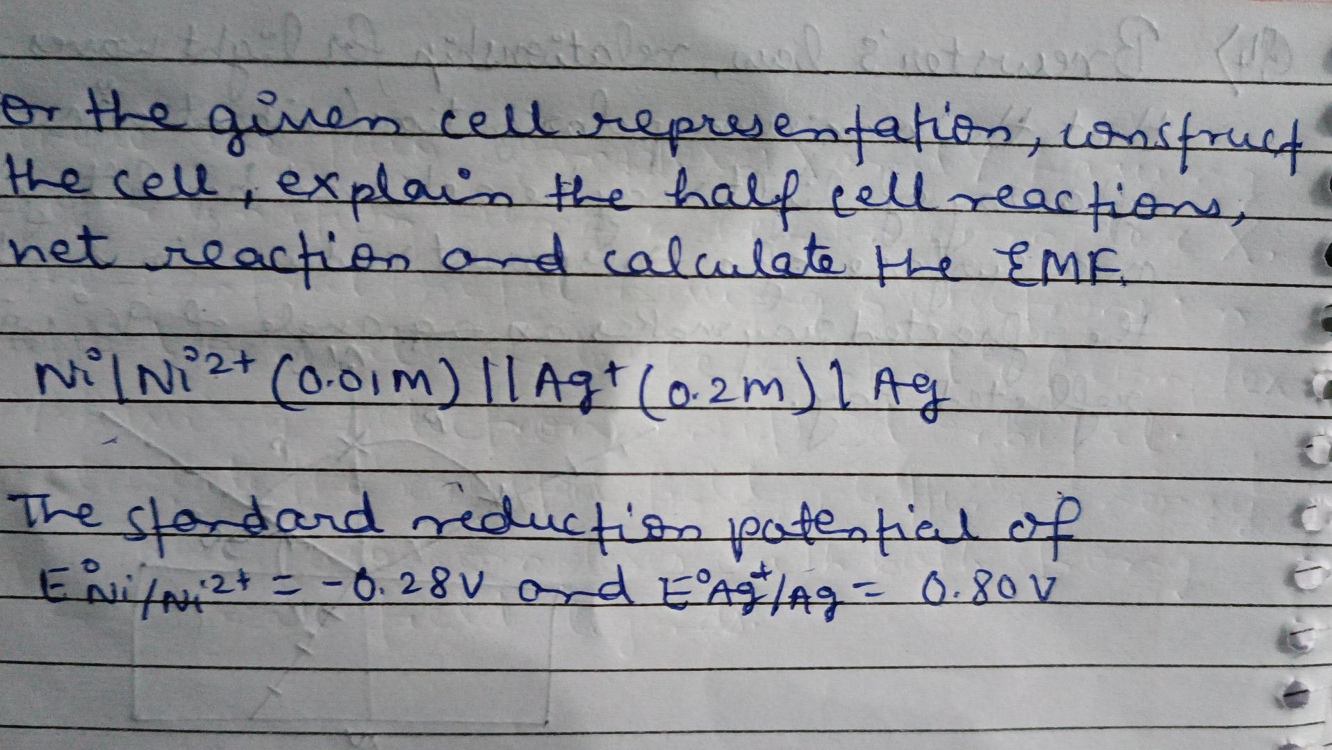 w or the given cell representation, construct the cell, explain the