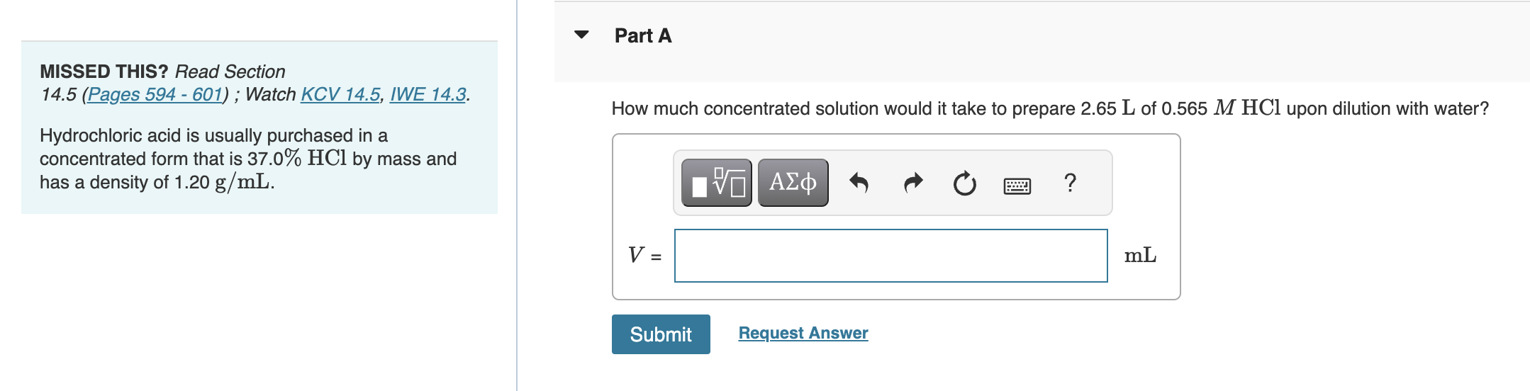 MISSED THIS? Read Section How much concentrated solution would it take