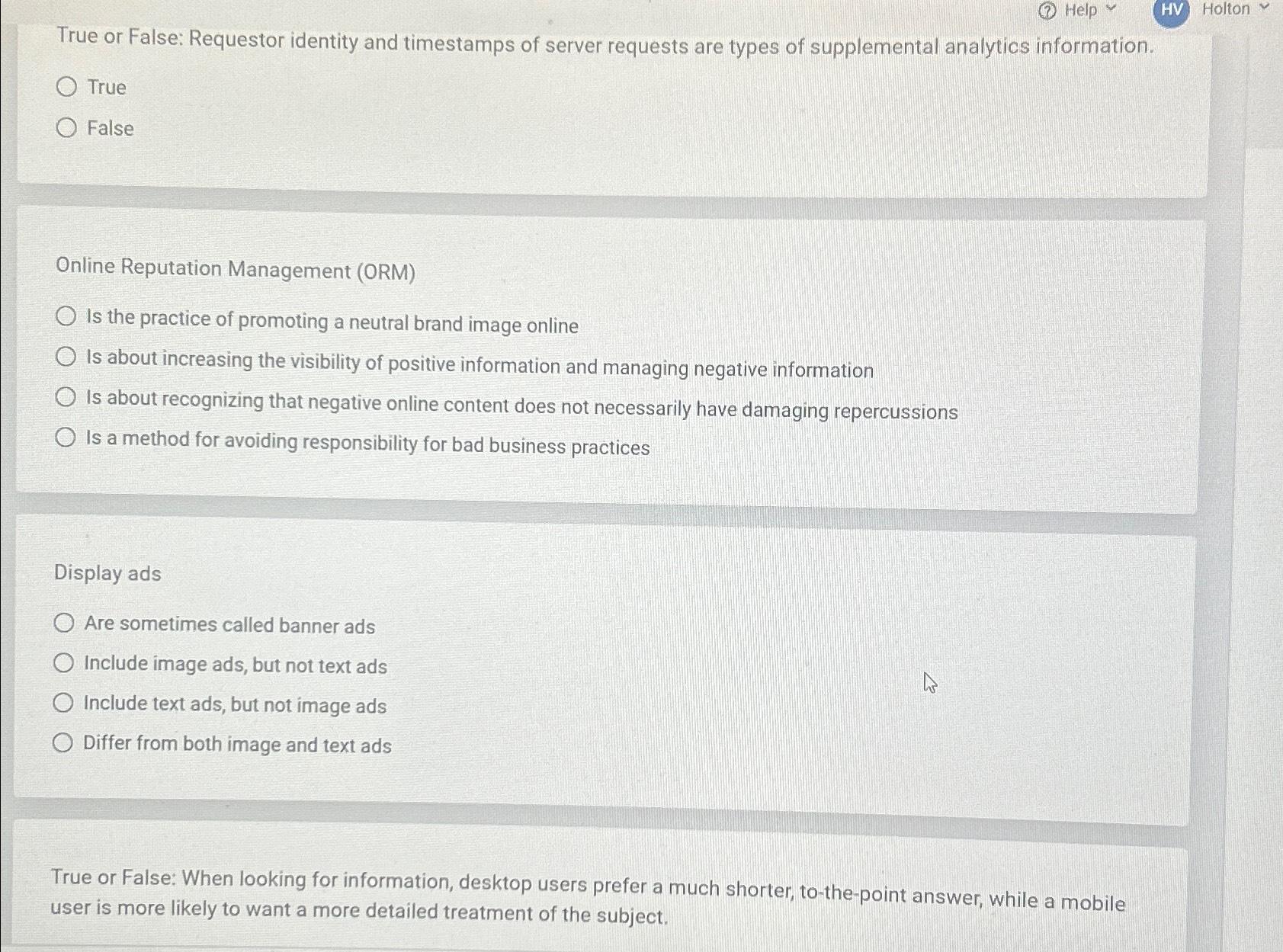  True or False: Requestor identity and timestamps of server requests are