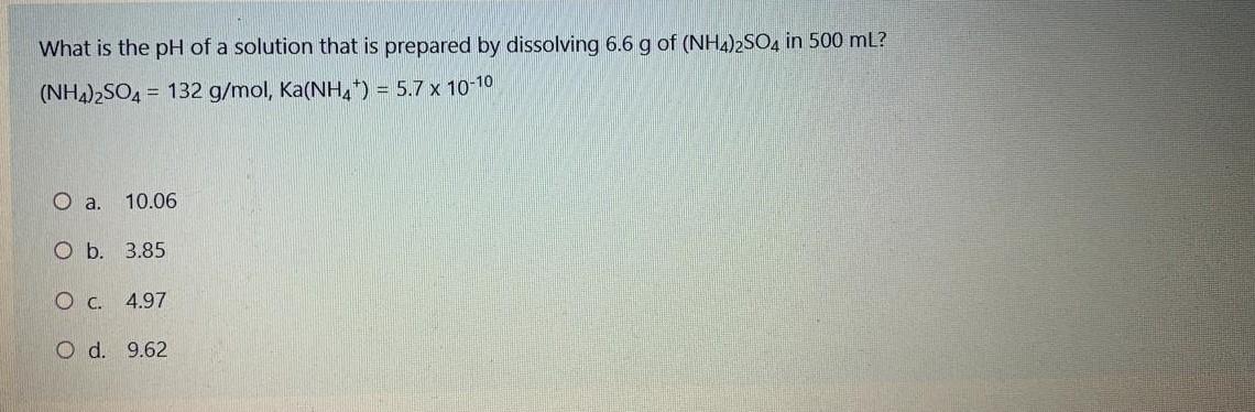 Any Help please? step by step What is the pH of a