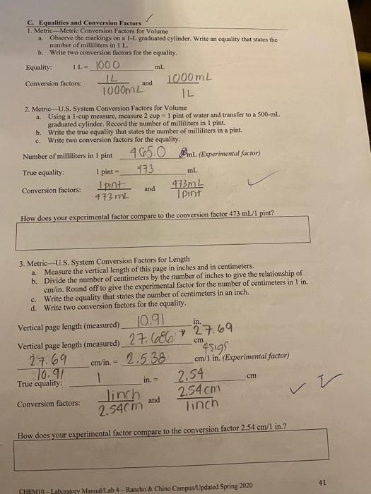  need help on question "how does your expeimental factor comapre to