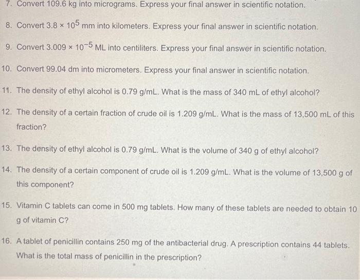 HELP !!! 8. Convert 3.8105mm into kilometers. Express your final answer in