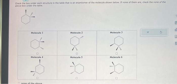  Check the box under each structure in the table that is