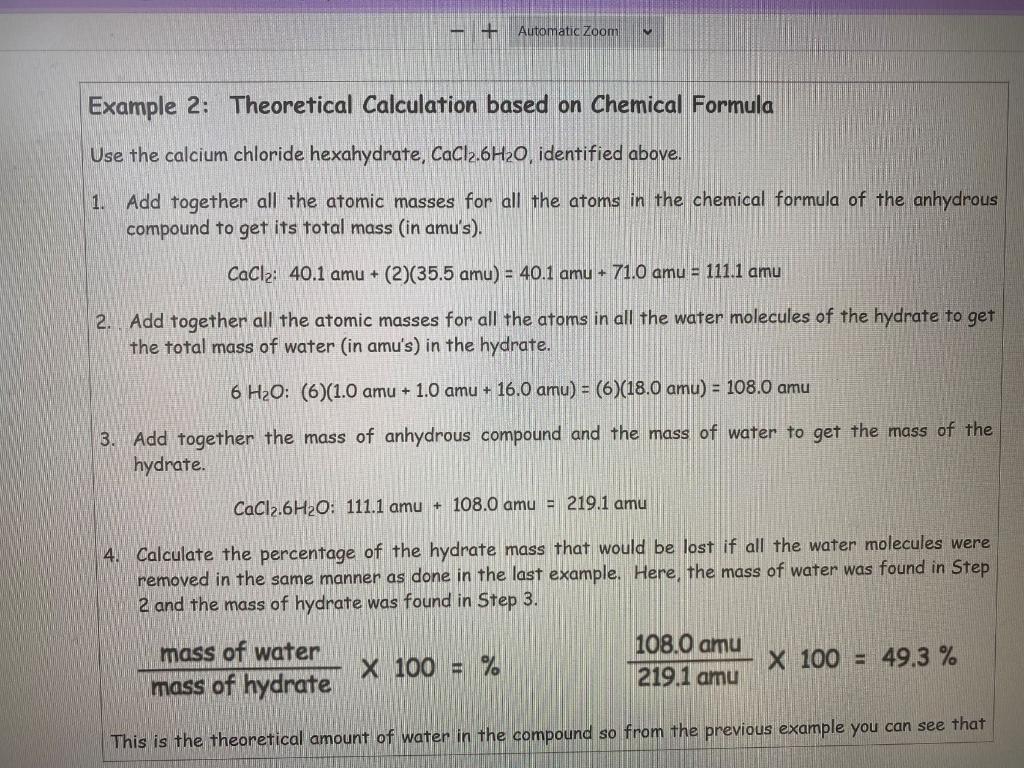 Hydrates Lab Table- 2022 Automatic Zoom Example 2: Theoretical Calculation based