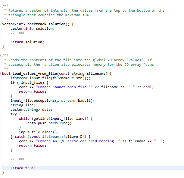 top to the bottom, outputting the total as well as the values