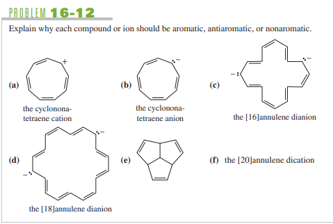 aromatic, antiaromatic, or nonaromatic. (a (b (c) Explain why each compound or