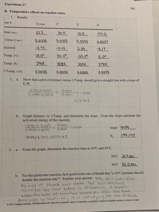 help please with graph B. Temperature effects on reaction rates. 2. a.