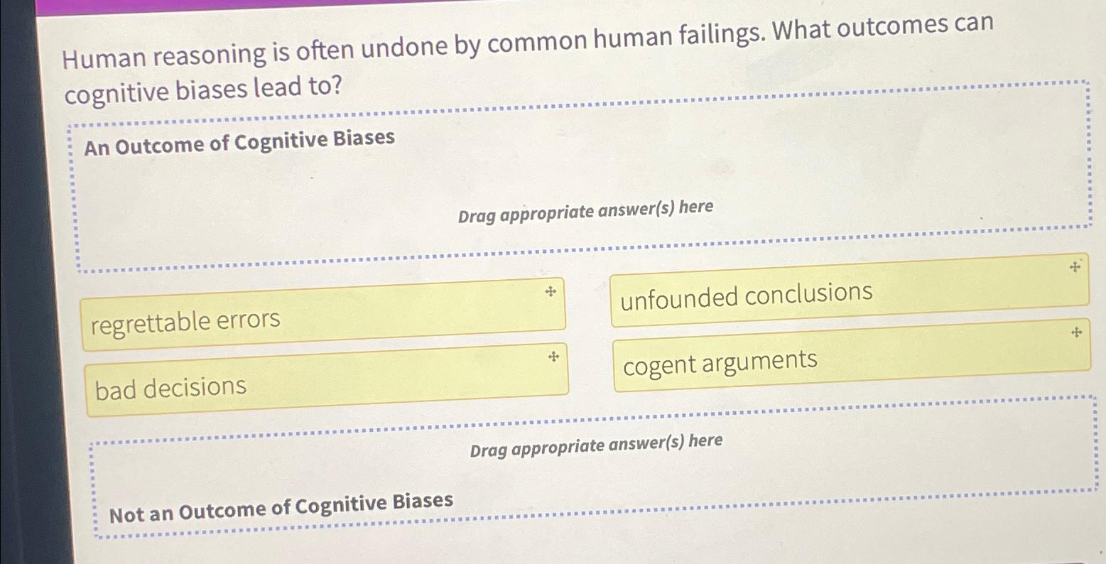  Human reasoning is often undone by common human failings. What outcomes