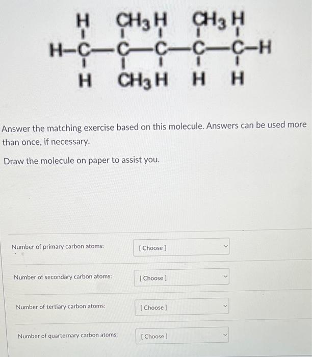  Answer the matching exercise based on this molecule. Answers can be