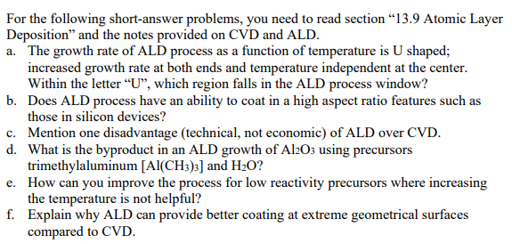  For the following short-answer problems, you need to read section 13.9