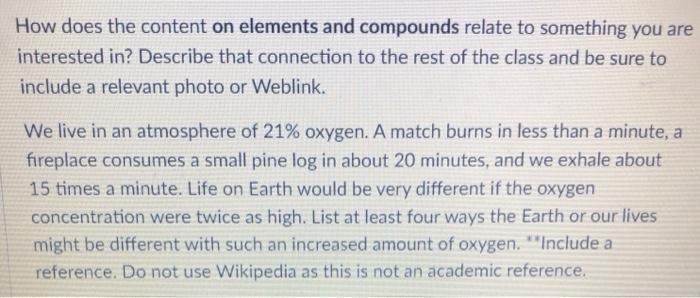  How does the content on elements and compounds relate to something
