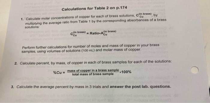 please help with the table Calculations for Table 2 on p. 174