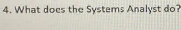  4. What does the Systems Analyst do