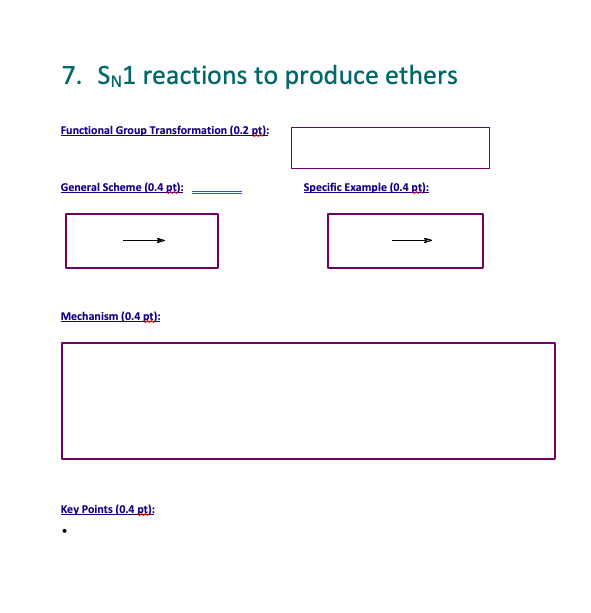 can someone help me with this functional group 7. Sn1 reactions to