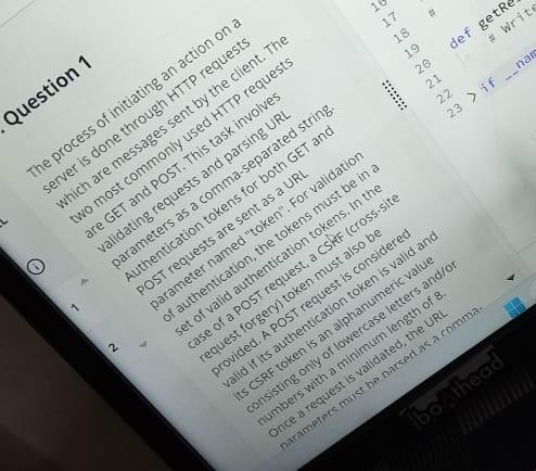 Question1POST requests are sent as a URLvalidating requests and parsing URLThe