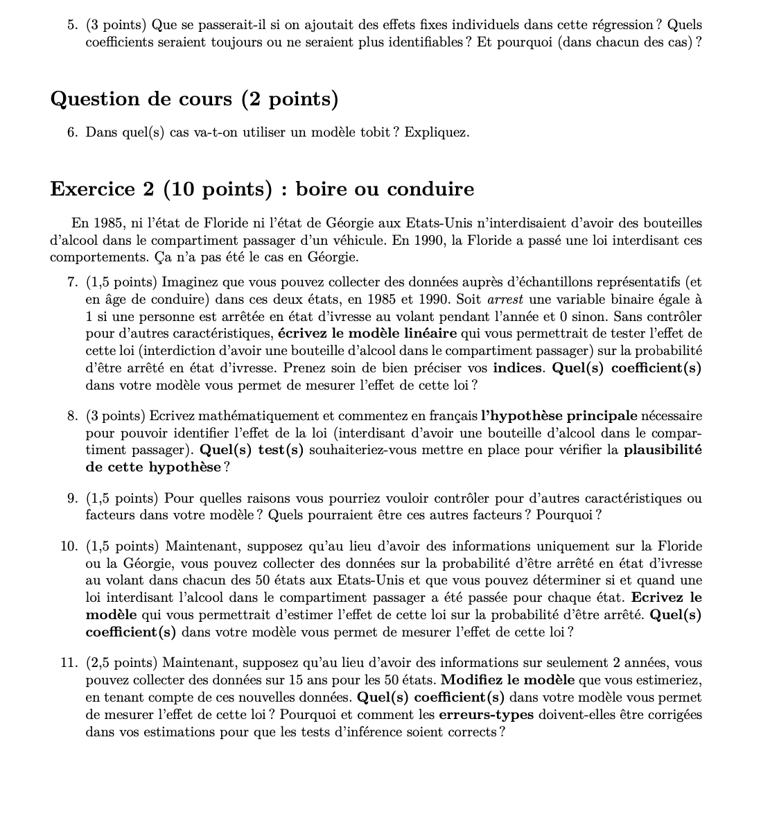  (3 points) Que se passerait-il si on ajoutait des effets fixes