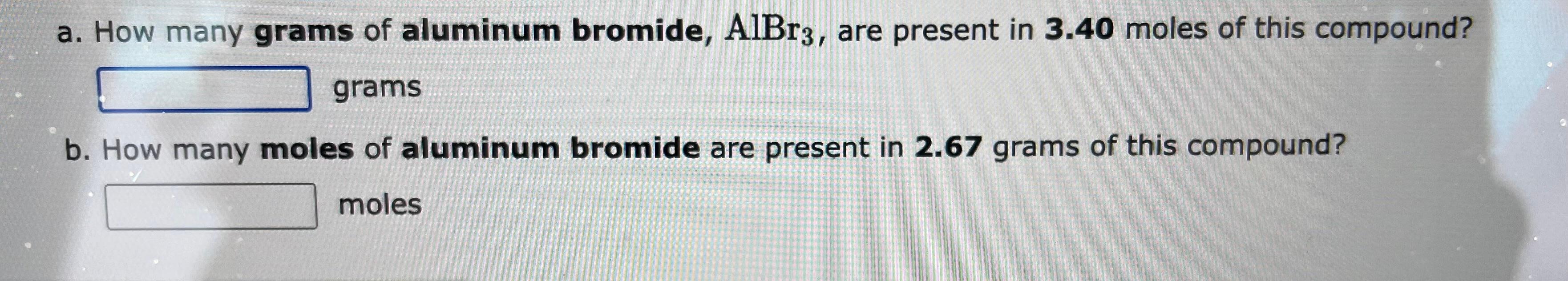 up just need answers no work needed :) How many moles of