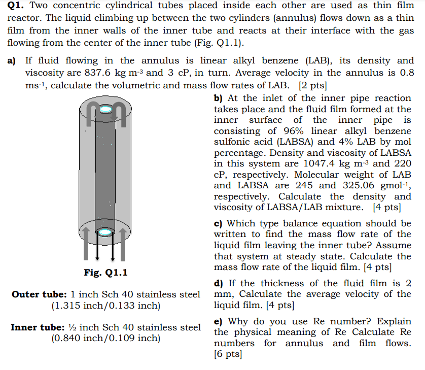  Q1. Two concentric cylindrical tubes placed inside each other are used