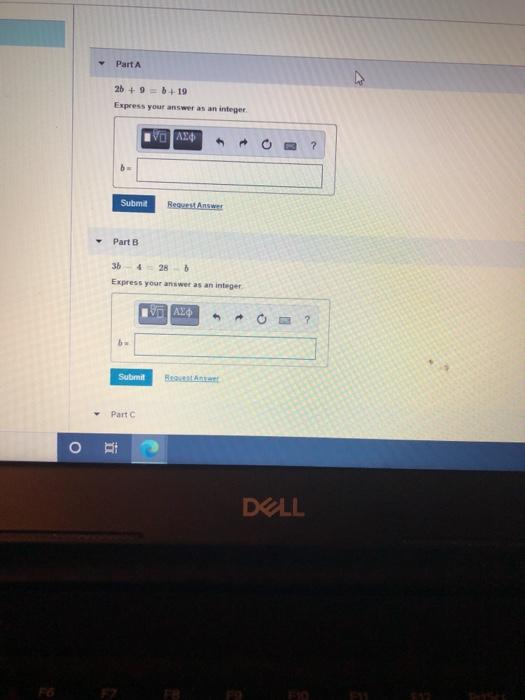  Part A 2b + 9 = 5+19 Express your answer as