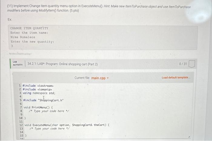 - SetDescription0 mutator \& GetDescription0 accessor (2 pts) a. Printitemcost0 - Outputs