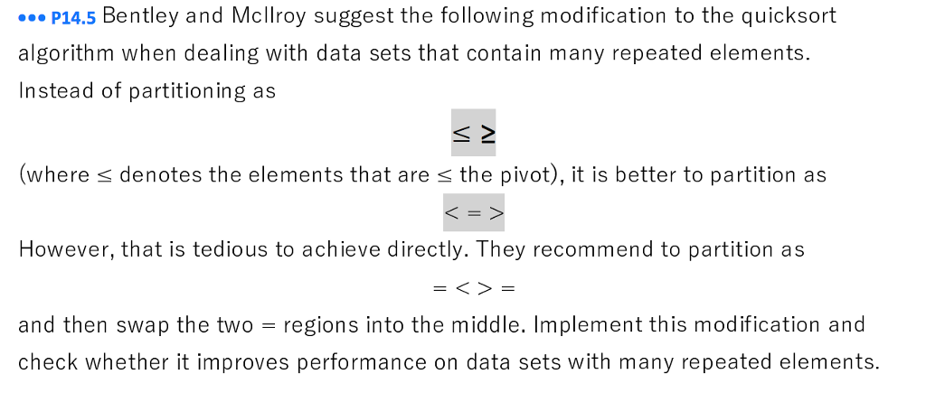 by java program please P14.5 Bentley and Mcllroy suggest the following modification