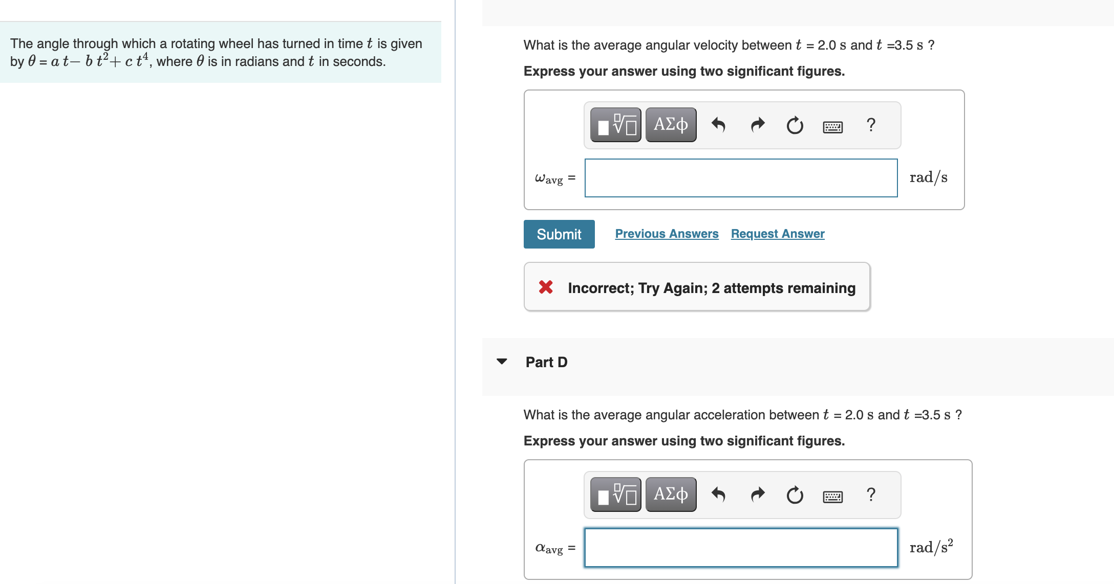  The angle through which a rotating wheel has turned in time