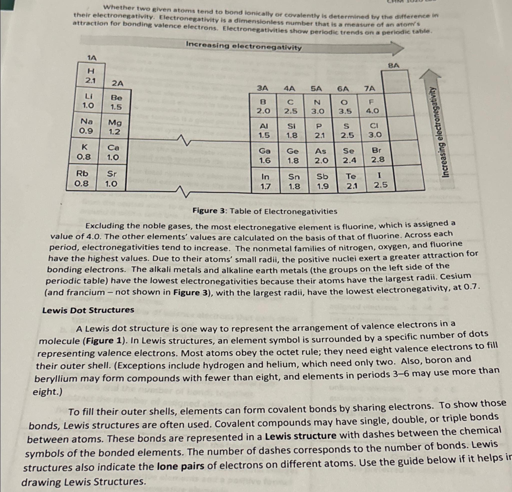  Whether two given atoms tend to bond ionically or covalemtly is