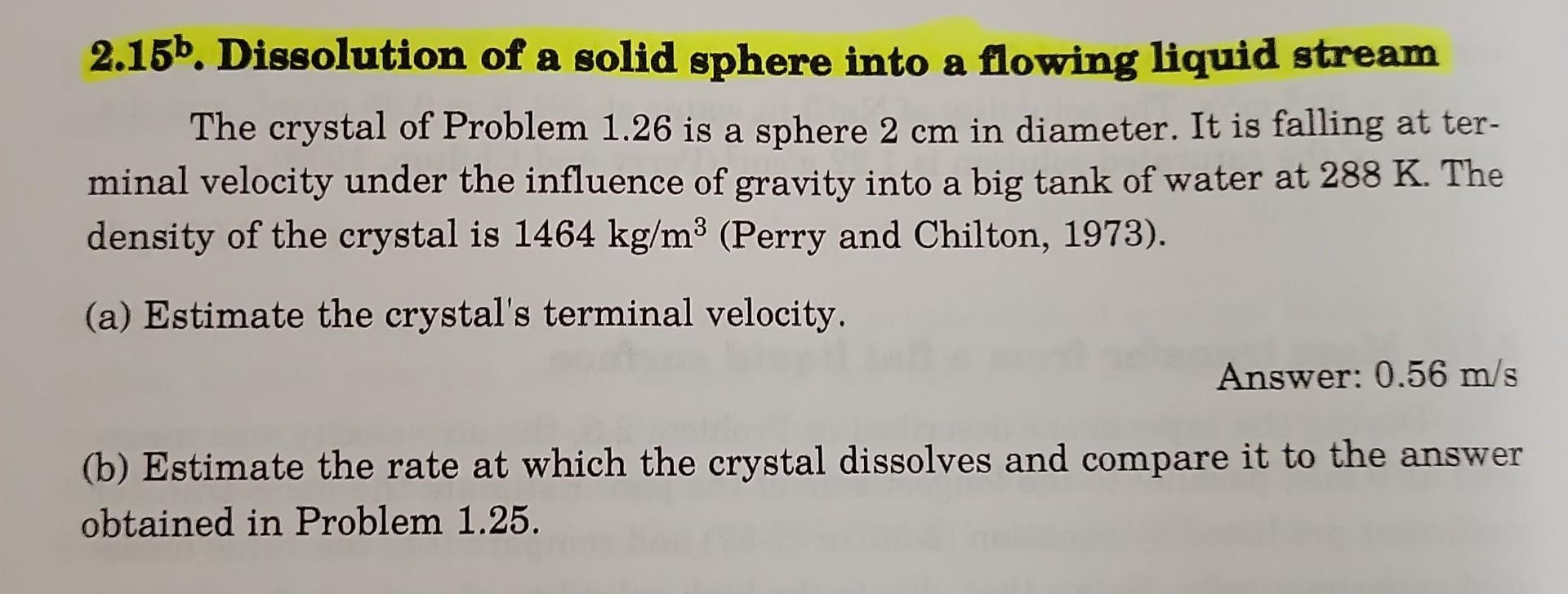  2.15b. Dissolution of a solid sphere into a flowing liquid stream