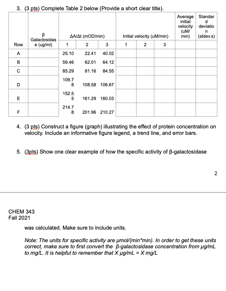 Please help me calculate the data in Table 2 and answer the