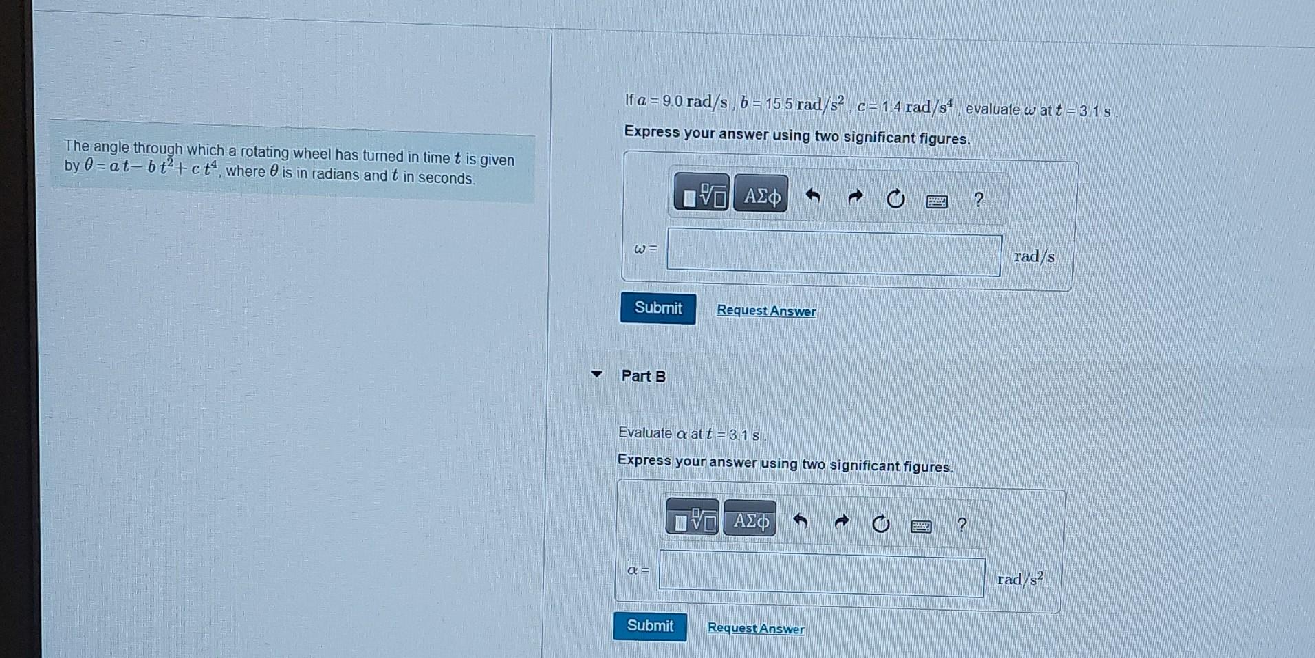  The angle through which a rotating wheel has turned in time