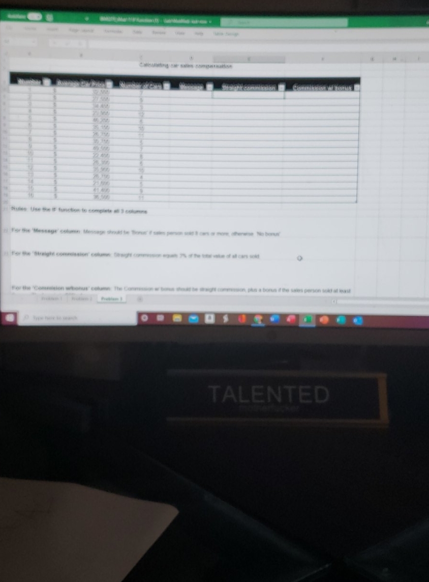 Use the IF function to complete all three columns. For the message