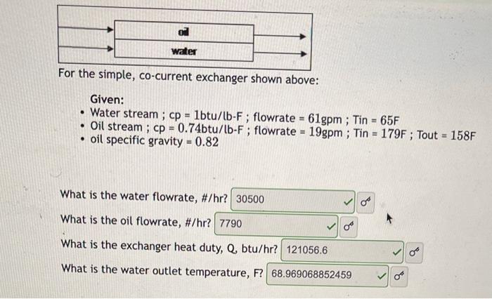  correct answers are shown. ror the simple, co-current exchanger shown above: