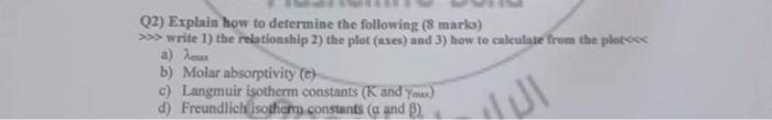  Q2) Explain how to determine the following (8 marlo) > write