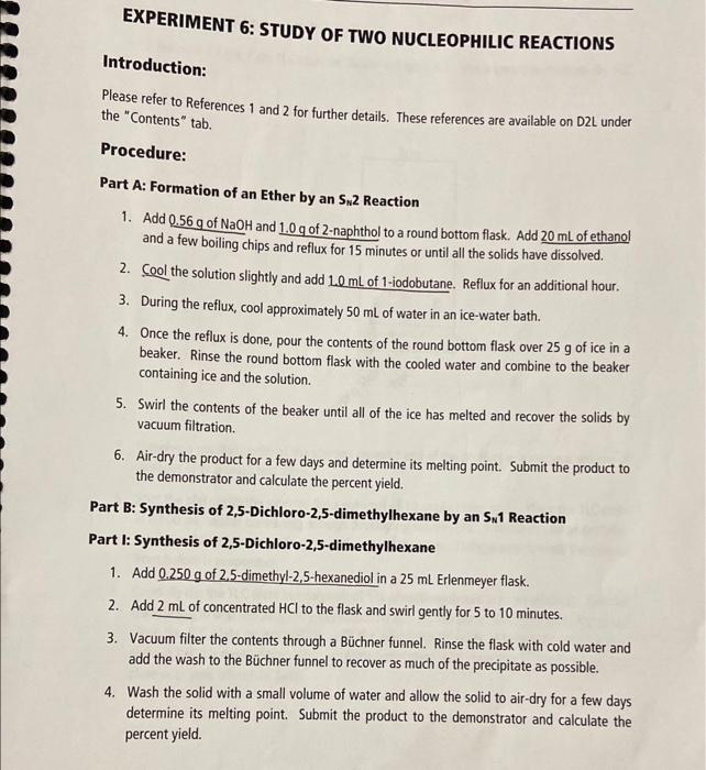 purification process of the products for both types of SN reactions. 2.