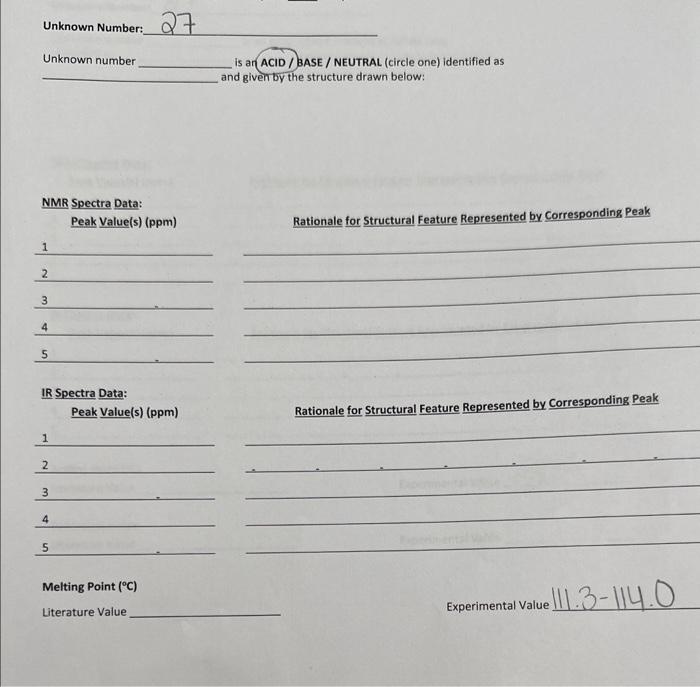  Unknown Number: 27 Unknown number is ar ACID / BASE /