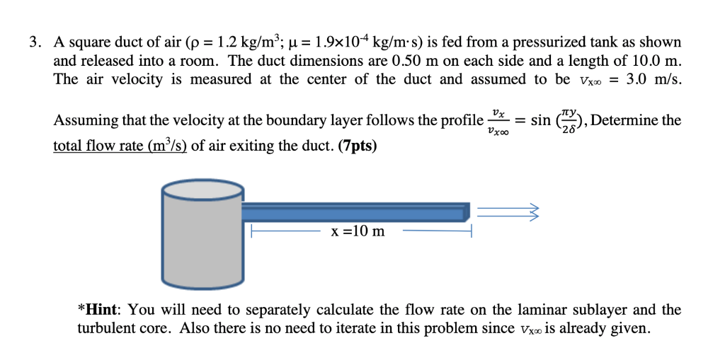 Could you help me to do this? 3. A square duct