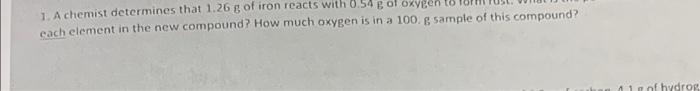  each element in the new compound? How much oxygen is in
