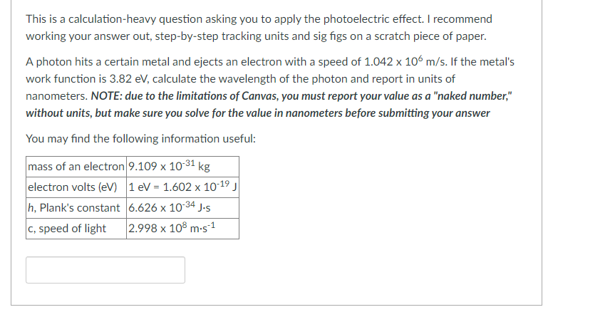  This is a calculation-heavy question asking you to apply the photoelectric
