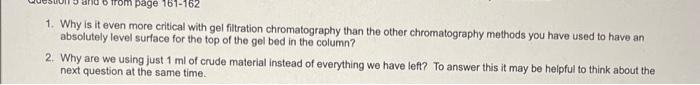  question 1 & 2 pleassse it is based on gel filtration