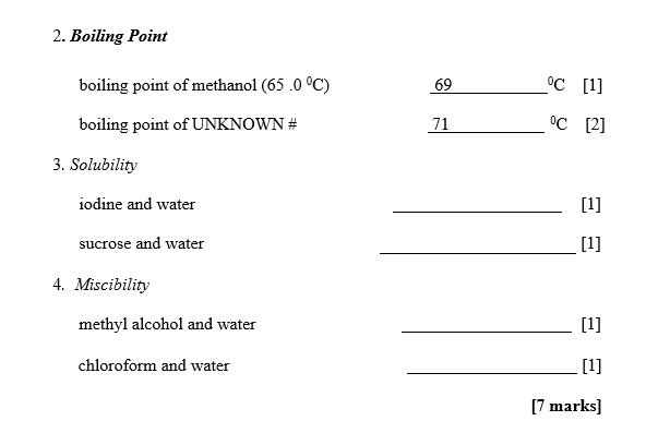 Need Help To Answer 3. and 4. 2. Boiling Point boiling