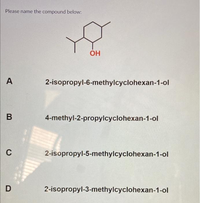 B C For the compound below please identify the position of equilibrium