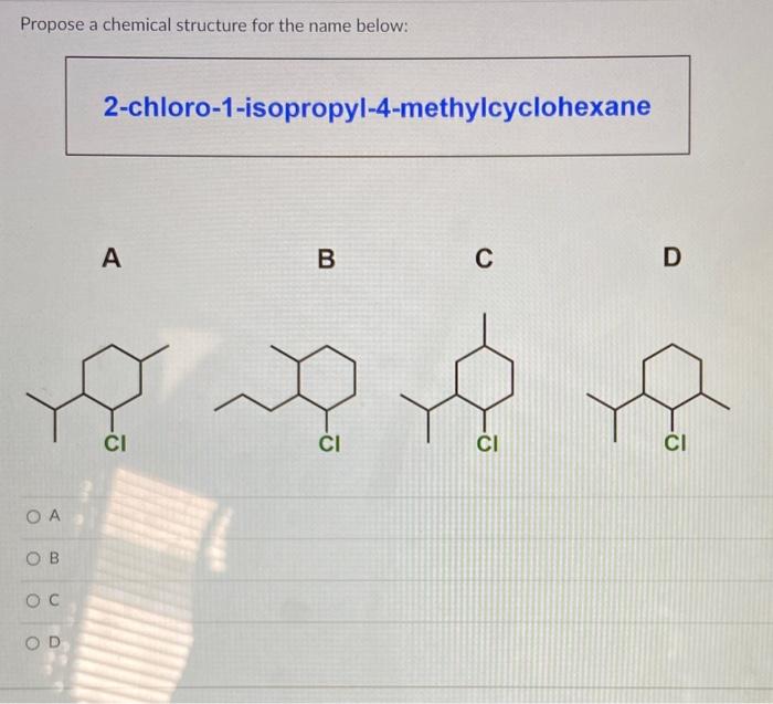 (which chair conformation is more stable = major conformation): A B C