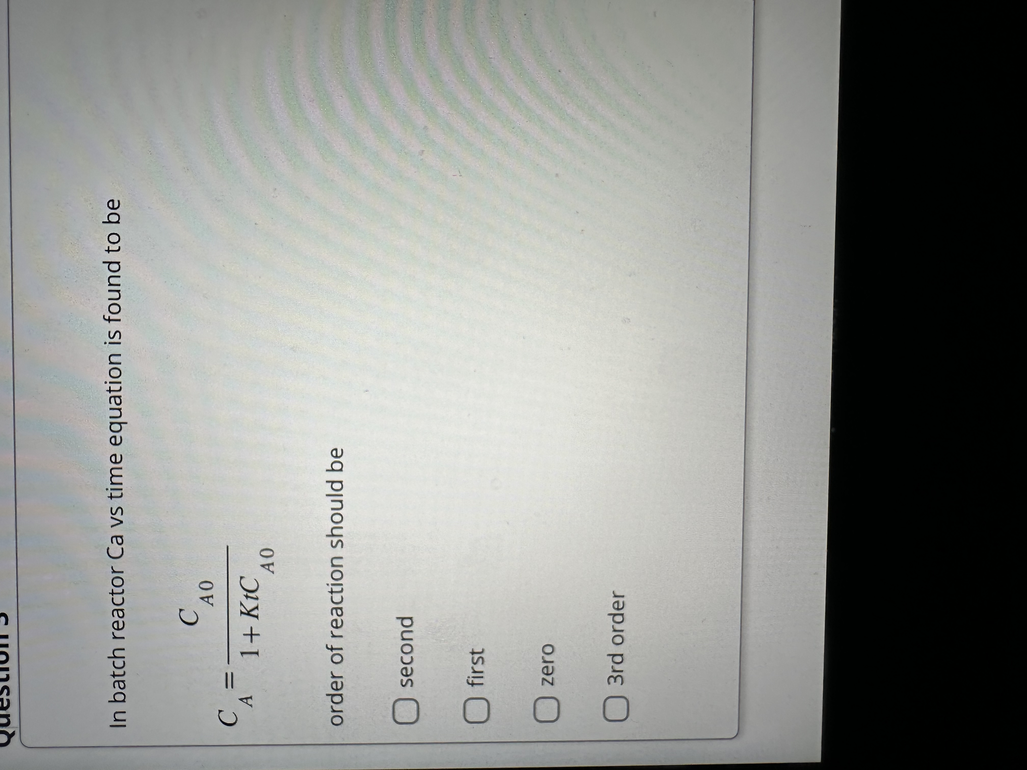  In batch reactor Ca vs time equation is found to be
