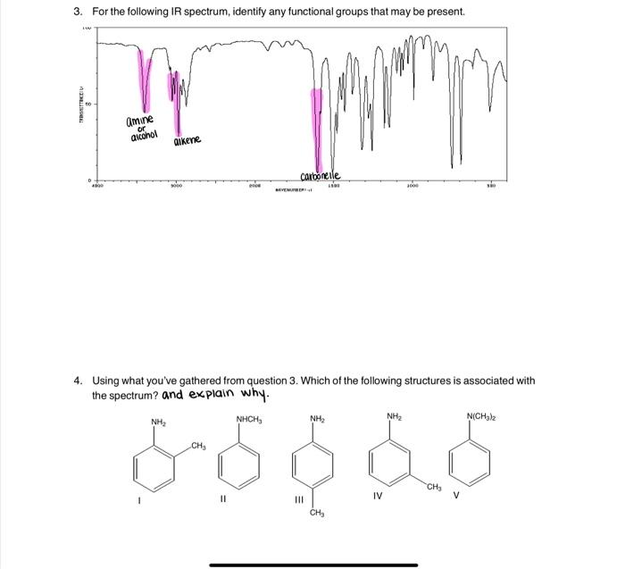 Question 4 based on problem 3 3. For the following IR spectrum,