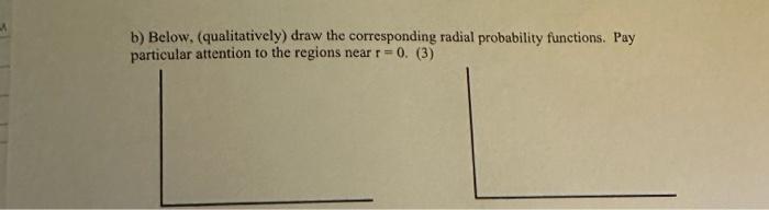 please explain and answer b) Below, (qualitatively) draw the corresponding radial probability