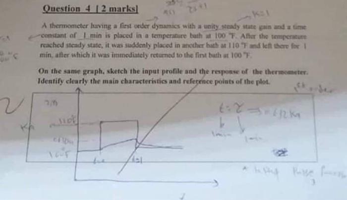  Question 4 1 2 marks] 231 A thermometer having a first